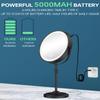 9" Lighted Makeup Mirror with 1X 10x Magnification, 5000mAh Rechargeable Led Magnifying Vanity mirror with lights, 3 Lighting Colors, Brightness Dimmable Height Adjustable Cosmetic Mirror Black view 3