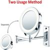 Bathroom Shaving Makeup Mirror with LED Lights Wall Mount Two Sides Extendable Rotate Cosmetic Mirror view 4