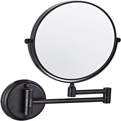 Bathroom Mirror Makeup Mirror Wall Mounted Bathroom Mirror-Vanity Shaving Makeup Decorative Mirror with 3X Magnification 2-Sided Swivel/Black/8-inch