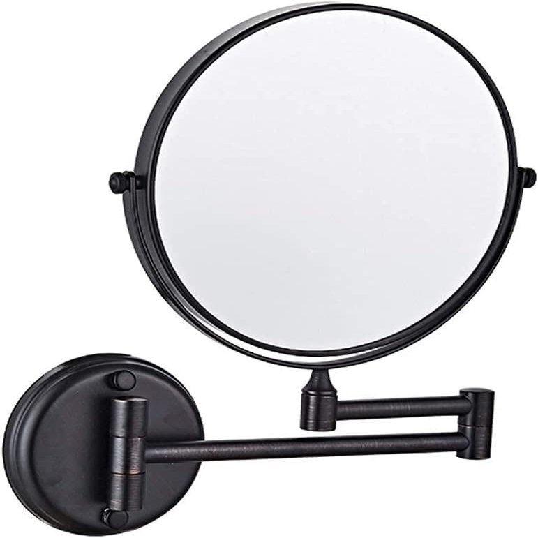 Bathroom Mirror Makeup Mirror Wall Mounted Bathroom Mirror-Vanity Shaving Makeup Decorative Mirror with 3X Magnification 2-Sided Swivel/Black/8-inch