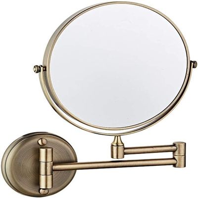 Bathroom Mirror Makeup Mirror Wall Mounted Makeup Mirror-3 x Magnifying Vanity Mirror Two-Sided Swivel Extension Bathroom Shaving Mirror Polished Copper/8inch