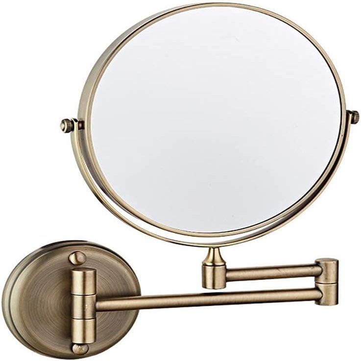 Bathroom Mirror Makeup Mirror Wall Mounted Makeup Mirror-3 x Magnifying Vanity Mirror Two-Sided Swivel Extension Bathroom Shaving Mirror Polished Copper/8inch