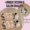 NAILMEOW salon quality hand-drawn press on nails Medium Length- Black Swan, Luxury Reusable Seven Layers Gel UV Finish Fake Nail Tips, Handmade Women red Press on Nail Art with Design by Licensed Manicurist view 2