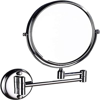 Bathroom Mirror Makeup Mirror Wall Mounted Shaving Mirror-with 3X Magnification Two-Sided Swivel Bathroom Makeup Vanity Mirror Copper Frame Mirror/Silver/8-inch