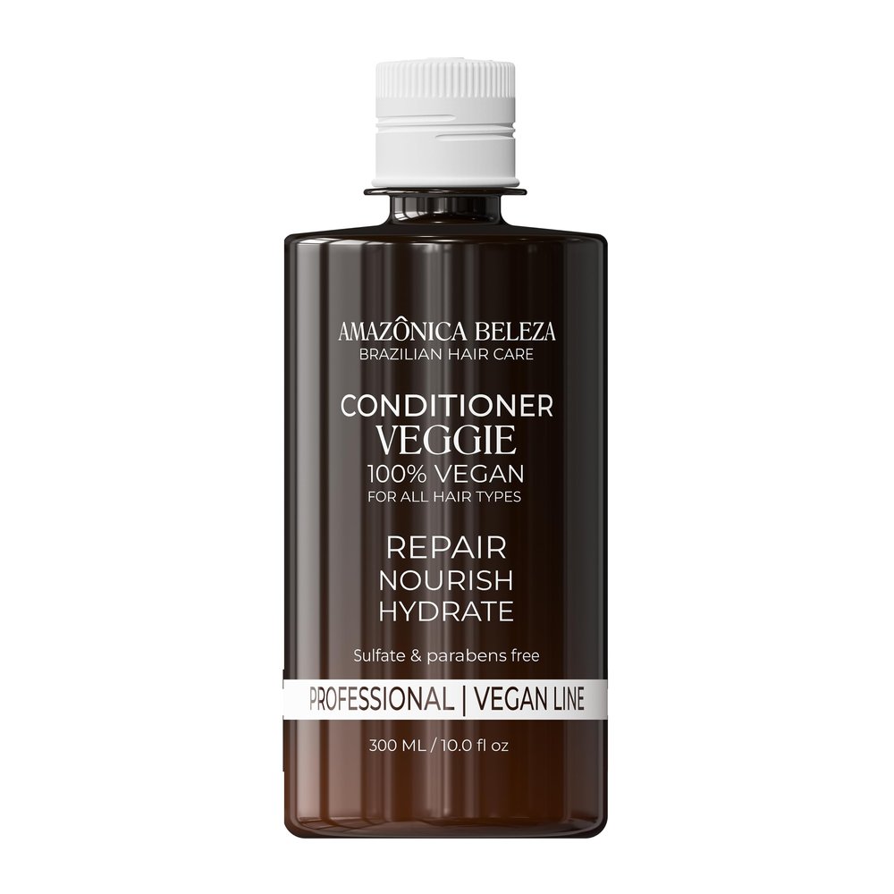 AMAZONICA BELEZA Vegan Veggie Refiner Conditioner, Nourishes, Moisturizes and Repairs, Sulfate, Parabens and Cruelty Free, with Natural Ingredients for all Hair Types, 10 Oz