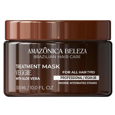 AMAZONICA BELEZA Vegan Veggie Refiner Hair Mask, Nourishes, Moisturizes and Repairs, Sulfate, Parabens and Cruelty Free, with Natural Ingredients for all Hair Types, 10 Oz