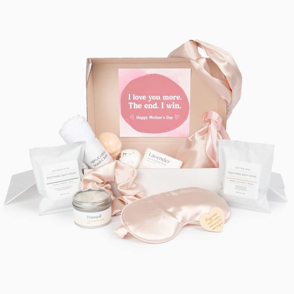 Dear Ava Spa Gifts for Women | Organic Self Care luxury Anti Stress Relaxing Bath and Body Kit Set Basket Box for Her with Heartfelt Card | Happy Mothers Day to Best Moms Ever