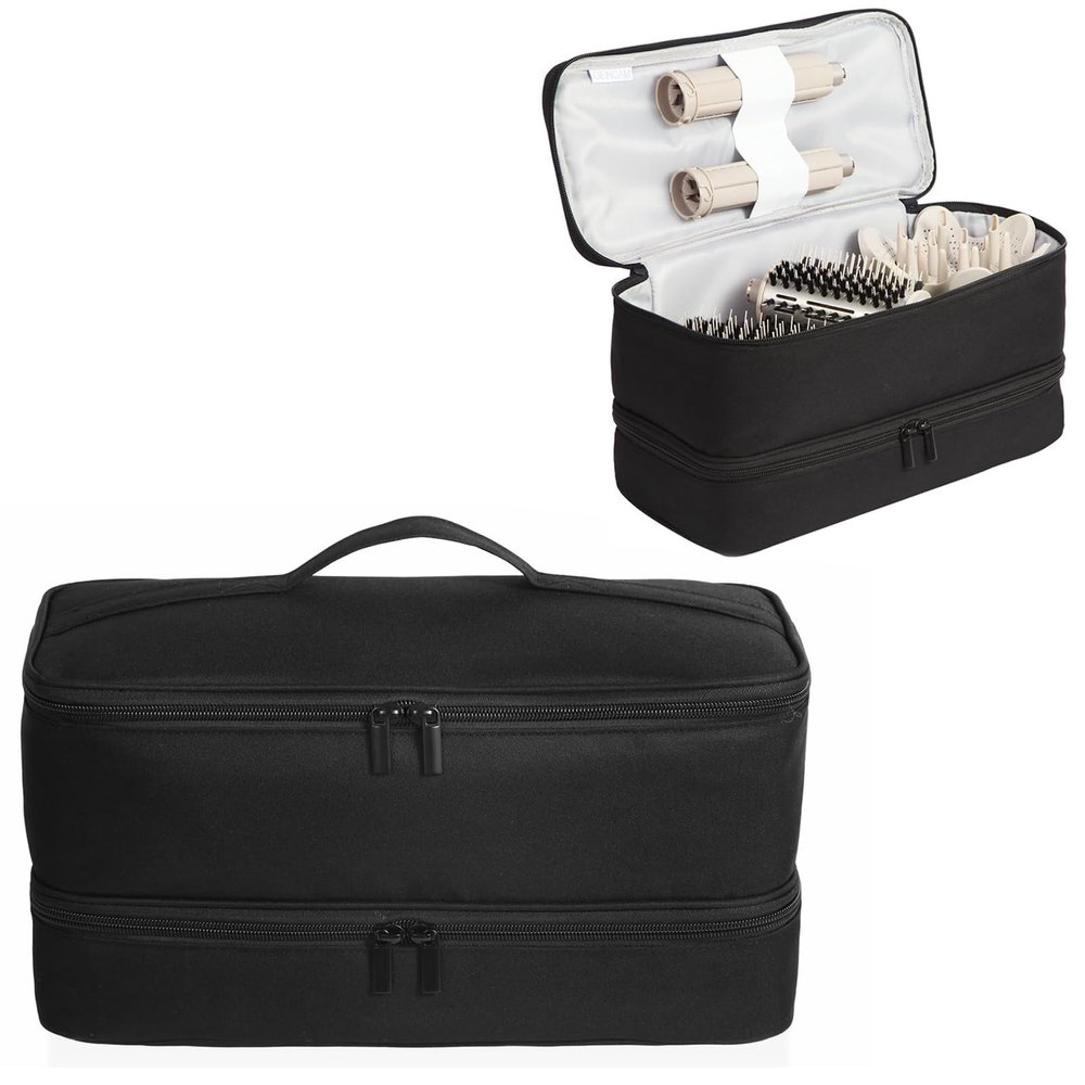 GENCAM Double-Layer Carrying Case for Shark Flexstyle, Travel Case for Shark 430/440 Flex Style, Portable Storage Bag for Shark Flexstyle/Dyson Airwrap Styler and Attachments (Black Patent Pending)