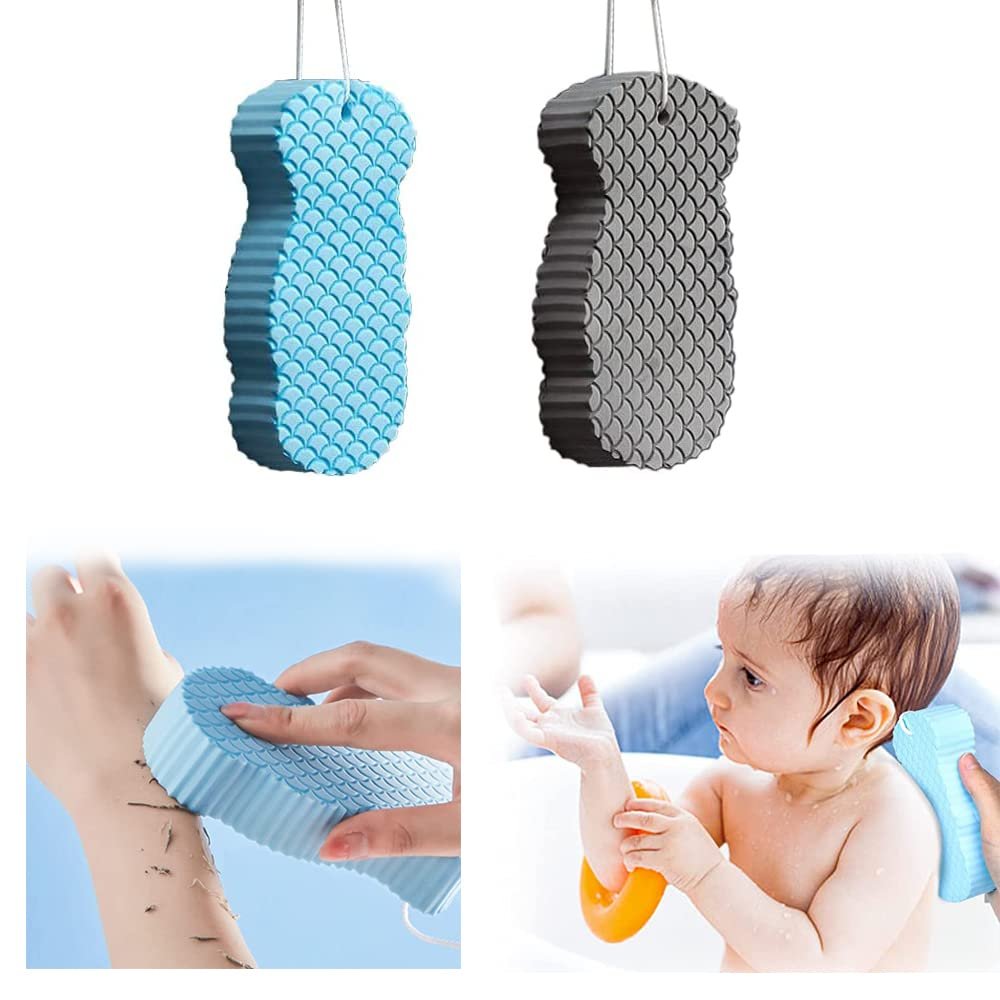 2PCS Exfoliating Bath Sponge, 3D Bath Sponge Shower Brush, Soft Bath Sponges for Shower, Dead Skin Remover for Body