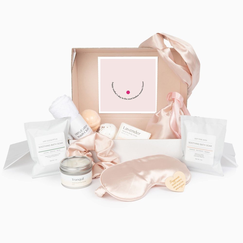 Dear Ava Luxury Spa Gift Box for Mom | Self Care Gifts Set for Her | Relaxing Kit Pampering Boxes and Spa Cares Package for Women | Mother's Day Basket With Heartfelt Card for Moms