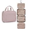 Toiletry Bag Travel Bag with Hanging Hook, Water-resistant Makeup Cosmetic Bag Travel Organizer for Accessories, Full Sized Container (Pink) view 1