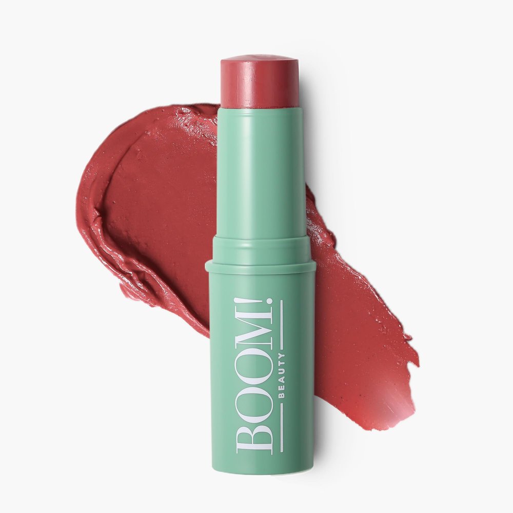 Boomstick Rose Nude All-in-One Cream Blush for Cheeks, Eyes & Lips, Long-Wearing, Blendable Makeup Blush Stick for Mature Skin, Cruelty-Free Lip Cheek Tint with Skincare Benefits