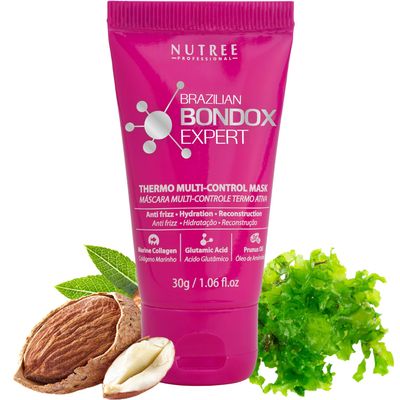 HAIR MASK FOR DAMAGED HAIR BRAZILIAN BONDOX TREATMENT 1.06 oz Thermal Activated Mask for Dry Frizzy Hair | Formaldehyde Free | Results for up to 1-3 months | prunus oil | seaweed collagen