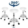 DESIGNSCAPE3D Round Rolling Stool Chair with Foot Rest, Height Adjustable Rotation Salon Stool, PU Leather Bar Stool with Wheels for for Kitchen Medical Esthetician SPA Studio view 4