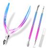 BQAN Cuticle Trimmer with Cuticle Pusher, Cuticle Remover Kit, Cuticle Nipper and Cutters, Nail Scraper, Dead Skin Clipper, for Fingernails and Toenails (Blue Purple) view 1