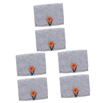 Beavorty 6pcs Storage Bag for Travel Practical Felt Non-woven Pouch for Bottles Compact Organizer for Grey Color