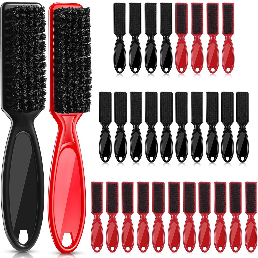 Patelai 30 Pcs Blade Clipper Cleaning Brush Scrub Brush Barber Fade Trimmer Nylon Hair Styling Tool for Men(Black, Red)