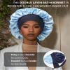 Satin Bonnet for Women Silk Bonnets for Sleeping Curly Hair Bonnet with Elastic Tie Band Reversible Double Layer Sleep Cap Hair Wrap (Navy Blue+Light Blue) view 2