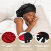 Satin Bonnet for Women Silk Bonnets for Sleeping Curly Hair Bonnet with Elastic Tie Band Reversible Double Layer Sleep Cap Hair Wrap (Black + Red) view 4