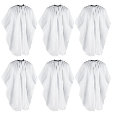 Jeyiour 6 Pieces White Barber Cape Professional Hair Cutting Salon Cape with Adjustable Snaps for Haircuts Coloring Adults Women Men Shampoo, 55 x 47 Inches
