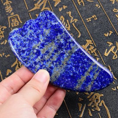 WRKBKS Natural Jade Stone Board Rose Quartz Guasha Plate Jade Face Scrapers Tools for Face Neck Back Body,Lapis Lazuli