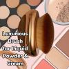 Foundation Brush Palm Makeup SOFT Kabuki Dome Shaped Face Body Shimmer Oil SPF Blush Bronzer Highlighter Blending Self-Tanner Buffing Liquid Powder Cream Streak-Free Cosmetic Application -Rose Gold view 2