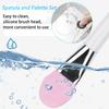 Korean Makeup Spatula and Palette Set - Stainless Steel Professional Foundation Spatula, Cosmetic Brush, and Rectangle Palette for Facial Cosmetic Application view 3