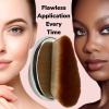 Narrow Foundation Brush Palm Makeup SOFT Kabuki Dome Shaped Face Body Shimmer Oil SPF Blush Bronzer Highlighter Blending Self-Tanner Buffing Liquid Powder Cream Streak-Free Cosmetic Application view 2