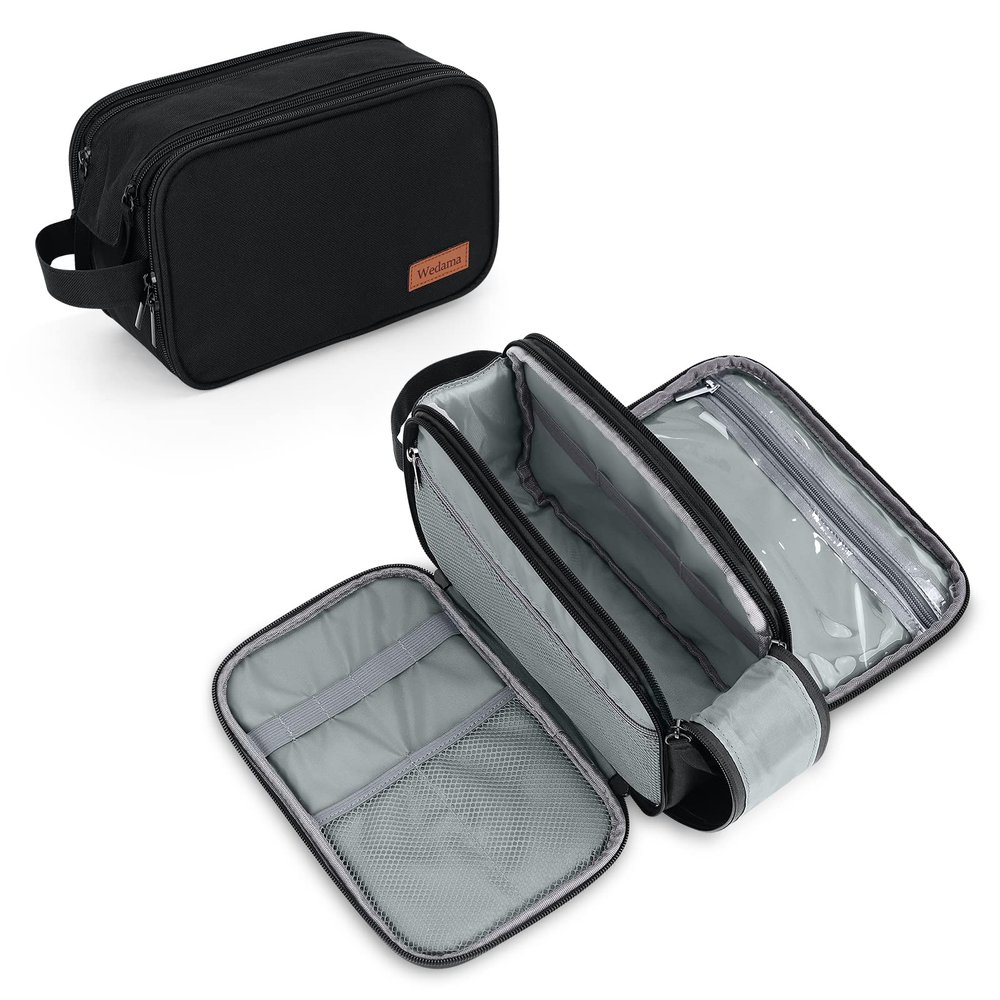 Wedama Toiletry Bag for Men, Handheld Travel Bag, Waterproof Toiletries, Thickened Polyester Dopp Kit, Toiletries Business Trips and Camping, Black