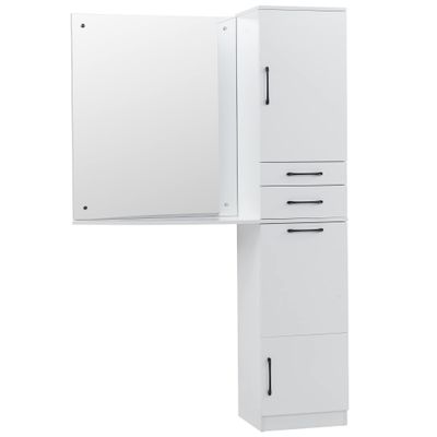 BarberPub Wall Mount Mirror with Storage Drawers and Shelf - Salon Station Hair Styling Beauty Equipment 3034 (White)