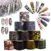 Leopard Print Nail Foils Transfer Nail Art Stickers,Animal Skin Flower Nail Foil Sheets 10 Rolls Leopard Nail Stickers For Nail Art Supplies Adhesive Foil Nail Decals For Women Manicure Decorations view 1