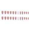 FRUJCDKI Rhinestone French Square Press on Nails Long Fake Nails French Acrylic Full Cover False Nails for Women and Girls24PCS view 4