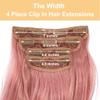 4PCS Clip in Hair Extensions 20Inch Long Wavy Hair Extensions Clip ins Synthetic Thick Hair Piece for Women (Pink) view 2