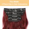 4PCS Clip in Hair Extensions 20Inch Long Wavy Hair Extensions Clip ins Synthetic Thick Hair Piece for Women (Red) view 2