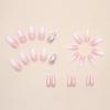 FRUJCDKI Rhinestone Gradient Square Press on Nails Long Fake Nails French Acrylic Full Cover False Nails for Women and Girls24PCS view 2