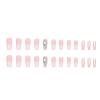 FRUJCDKI Rhinestone Gradient Square Press on Nails Long Fake Nails French Acrylic Full Cover False Nails for Women and Girls24PCS view 4