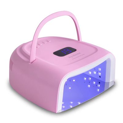 Ayshone Rechargeable LED Gel Nail Lamp,60W Cordless UV Led Nail Light Nail Dryer for Gel Nails with Lifting Handle Touch Sensor LCD Screen (Pink)