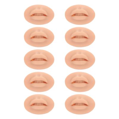 10Pcs Practice Lips, Soft Silicone Open Mouth Model, Flexible 3D Lip Model, Microblading Practice Skin for Semi Permanent Makeup, Practicing Suture, Education Display (Dark Skin