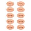 10Pcs Practice Lips, Soft Silicone Open Mouth Model, Flexible 3D Lip Model, Microblading Practice Skin for Semi Permanent Makeup, Practicing Suture, Education Display (Dark Skin view 1