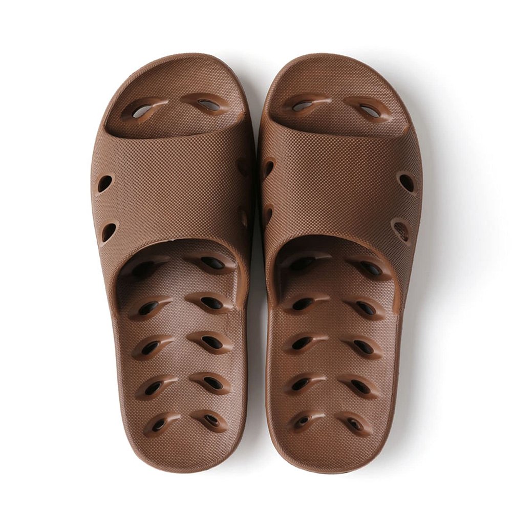Bathroom Sandals Mens Shower Shoes Dry Quickly Deodorant Bath Slippers Non Slip Soft Bottom Drainage Hole for Indoor Home Bedroom Pool Spa Guest College Dorm Shower Sandals ( Color : Brown , Size : 43