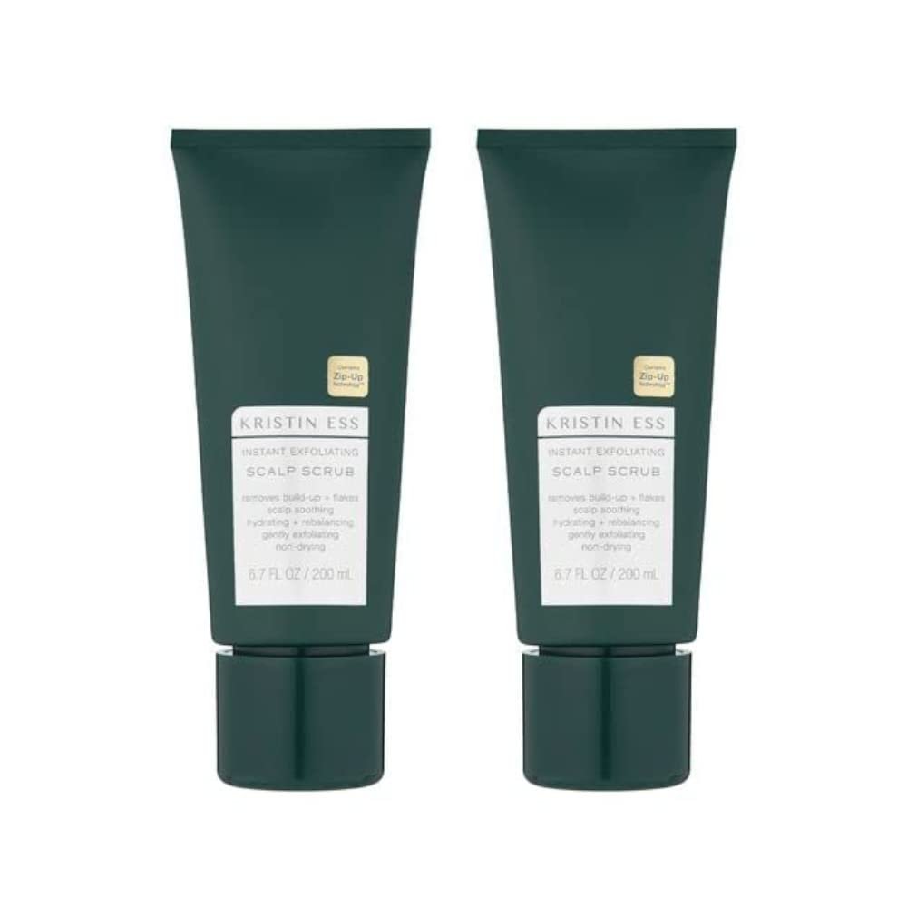 Kristin Ess Hair Instant Exfoliating Scalp Scrub for Build Up and Dandruff, Soothing Dry Scalp Treatment, Hydrating + Rebalancing, Non-Drying, Vegan, Color Safe + Keratin Safe, 6.7 fl oz (Pack of 2)
