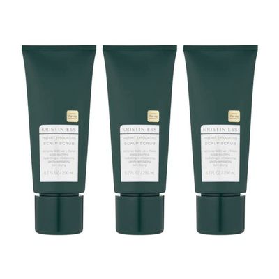 Kristin Ess Hair Instant Exfoliating Scalp Scrub for Build Up and Dandruff, Soothing Dry Scalp Treatment, Hydrating + Rebalancing, Non-Drying, Vegan, Color Safe + Keratin Safe, 6.7 fl oz (Pack of 3)