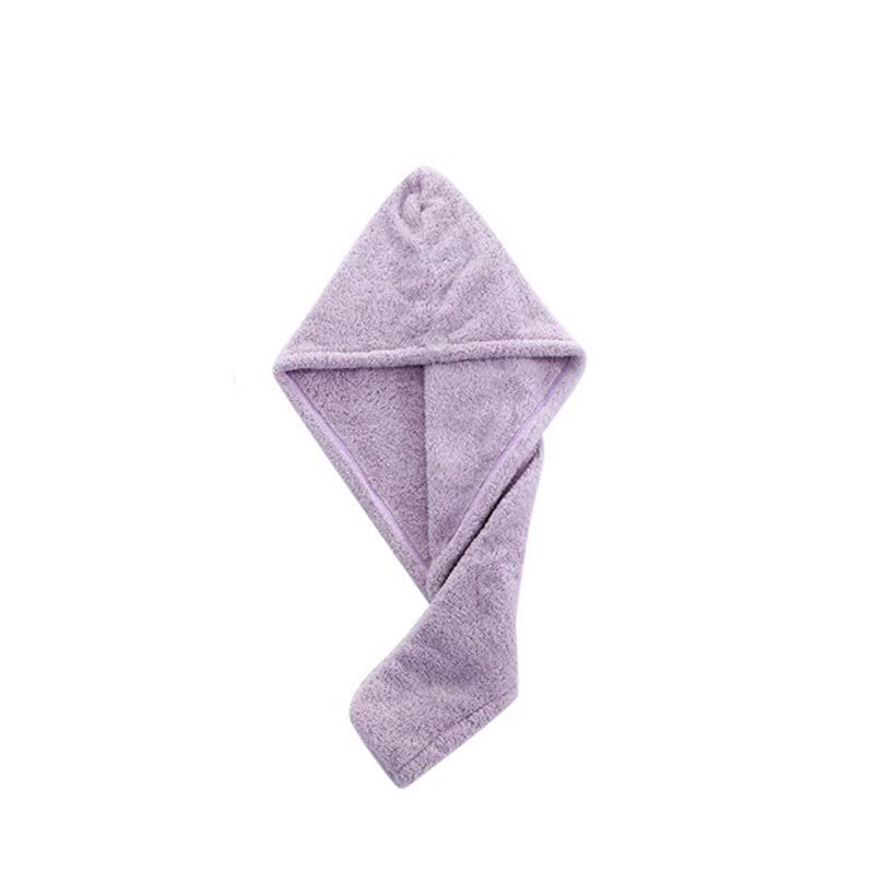 Girl's Microfiber Hair Drying Towel Turban Head Hat Shower Cap Solid Quick Hair Towel cap Absorption Turban Hair Dry Cap (Color : Purple)
