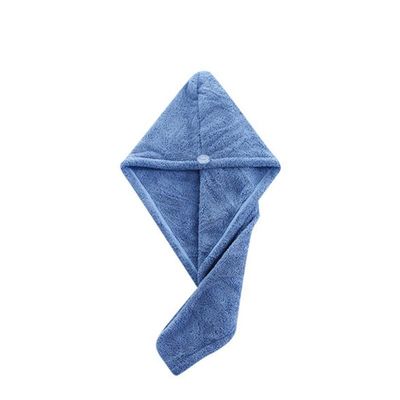 HUFFA Girl's Microfiber Hair Drying Towel Turban Head Hat Shower Cap Solid Quick Hair Towel Cap Absorption Turban Hair Dry Cap (Color : Dark Blue)
