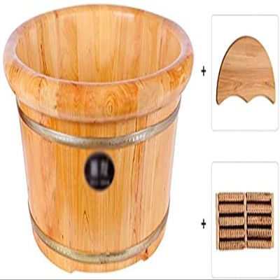 Scpantkend Foot Bath Soak Household Wooden Foot Bucket, with Lid with Massager Pedicure Bowl, Spa Massage Elevated Fumigation Barrel, Beauty Salon, Health Foot Bucket, Household Sleep, Improve,C