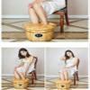 Scpantkend Foot Bath Soak Household Wooden Foot Bucket, with Lid with Massager Pedicure Bowl, Spa Massage Elevated Fumigation Barrel, Beauty Salon, Health Foot Bucket, Household Sleep, Improve,C view 3