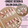 NAILMEOW Salon Quality Handmade Press on Nails Medium length- Sweet Heart, Luxury Reusable Seven Layers Gel UV Finish Fake Nail Tips, Handmade Women Press on Nail Art with Unqiue Design, Pink French Tip view 2