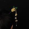 Rabithenn Camellia Flower Pearl Tassels Chinese Hanfu and Style Hair Retro Flower with Metal Handmade Hair Clip Hair Accessories for Women Girls Long Hair (Moon rabbit) view 2