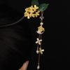 Rabithenn Camellia Flower Pearl Tassels Chinese Hanfu and Style Hair Retro Flower with Metal Handmade Hair Clip Hair Accessories for Women Girls Long Hair (Moon rabbit) view 4