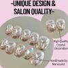 NAILMEOW salon quality hand-drawn press on nails Short Length- Ice Elf, Luxury Reusable Seven Layers Gel UV Finish Fake Nail Tips, Handmade Women Press on Nail Art with Design by Licensed Manicurist view 3